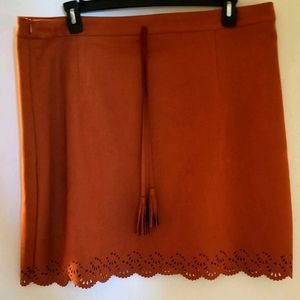 Suede Fringe Laser Cut Skirt